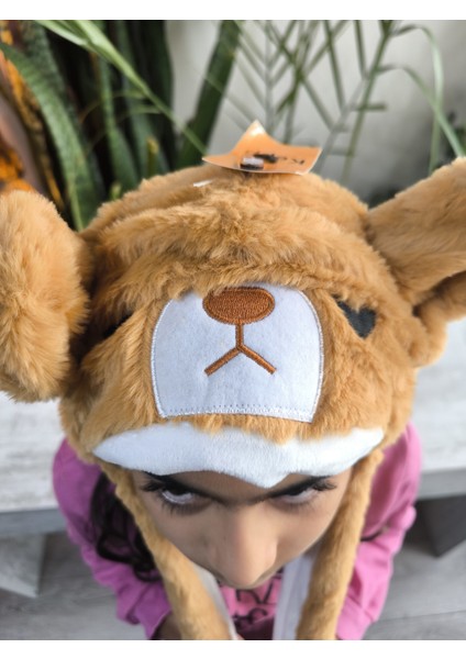 Çocuk Uzun Ponponlu Kaliteli Peluş Figürlü Kulakları Oynayan Hareketli Sesli Kışlık Bere fırsatları
