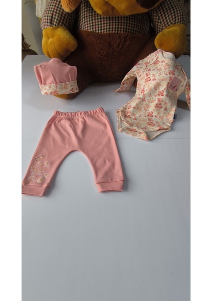 Erkek-Kız Bebek Omuz Genişletmeli Çıtçıtlı Body Pijama Bere Takımı, %100 Pamuk , Modern Tasarım fiyatları