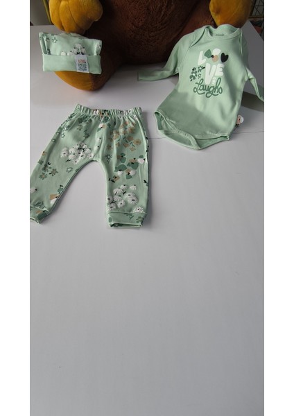 Erkek-Kız Bebek Omuz Genişletmeli Çıtçıtlı Body Pijama Bere Takımı, %100 Pamuk , Modern Tasarım fiyatları