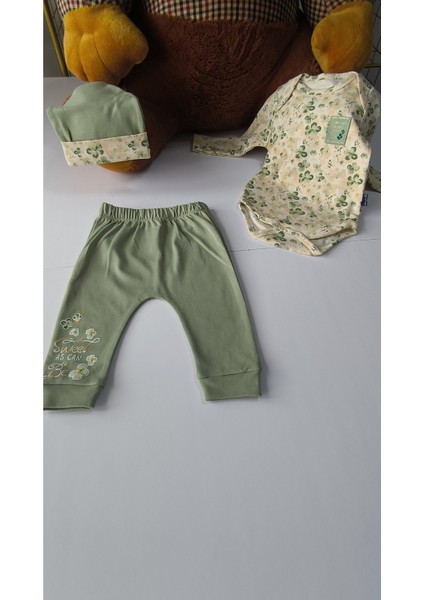 Erkek-Kız Bebek Omuz Genişletmeli Çıtçıtlı Body Pijama Bere Takımı, %100 Pamuk , Modern Tasarım fiyatları