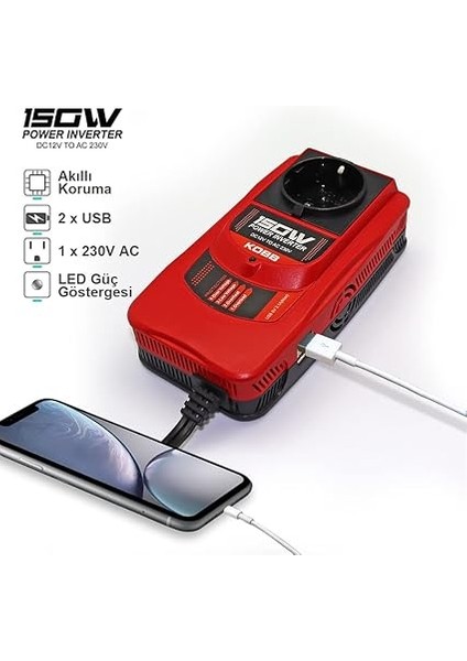 KBN150 12V/220V 150WATT Modifiye Sinüs Dönüştürücü Invertör fiyatları