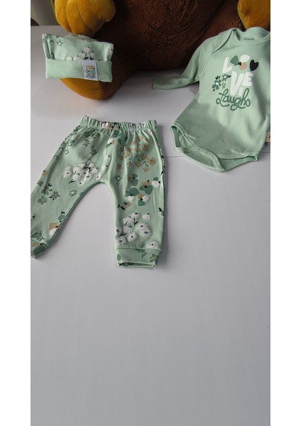 Erkek-Kız Bebek Omuz Genişletmeli Çıtçıtlı Body Pijama Bere Takımı, %100 Pamuk , Modern Tasarım modelleri