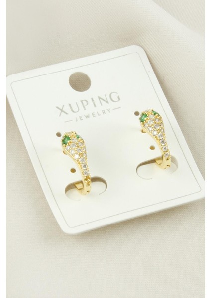 Xuping Yılan Zirkon Taşlı Lüks Çelik Küpe