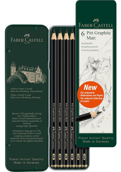 Dereceli Kurşun Seti, 6’lı, 2B-12B, Ultra Mat, Parlama Yapmaz, Teknik Çizim ve Eskiz Için, Dayanıklı Uç