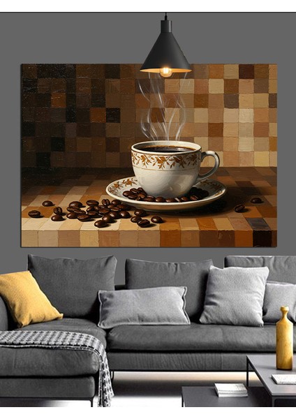 Kahve Fincanı ve Çekirdekleri Dekoratif Kanvas - Mdf Ahşap Tablo fiyatları