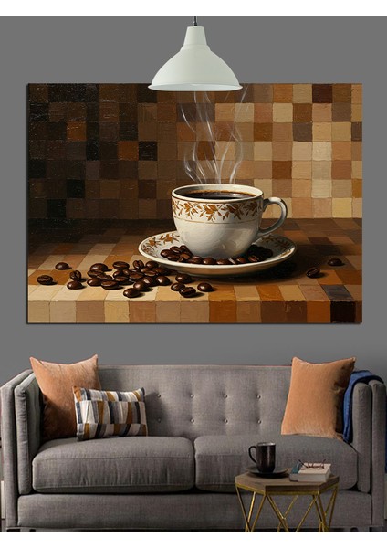 Kahve Fincanı ve Çekirdekleri Dekoratif Kanvas - Mdf Ahşap Tablo modelleri
