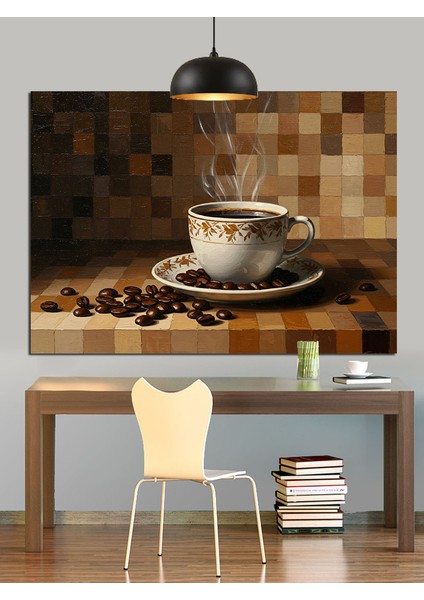 Kahve Fincanı ve Çekirdekleri Dekoratif Kanvas - Mdf Ahşap Tablo fırsatları