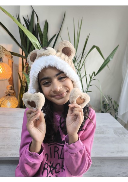 Çocuk Uzun Ponponlu Kaliteli Peluş Ayı Figürlü Içi Peluş Astarlı Bere fiyatları