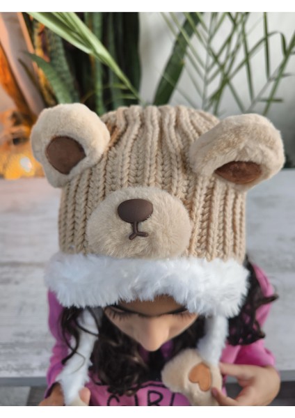Çocuk Uzun Ponponlu Kaliteli Peluş Ayı Figürlü Içi Peluş Astarlı Bere fırsatları