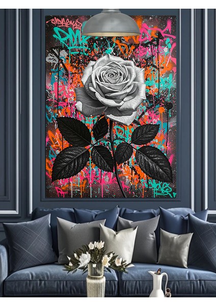 Tek Bir Beyaz Gül Dekoratif Kanvas - Mdf Ahşap Tablo fiyatları