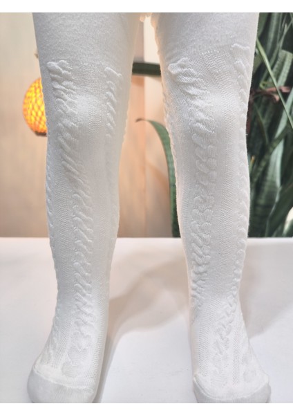 Kız Bebek Çocuk Külotlu Çorap Pamuklu Terletmez Canlı Renkler Kendinden Dokulu Ekru Tekli fiyatları