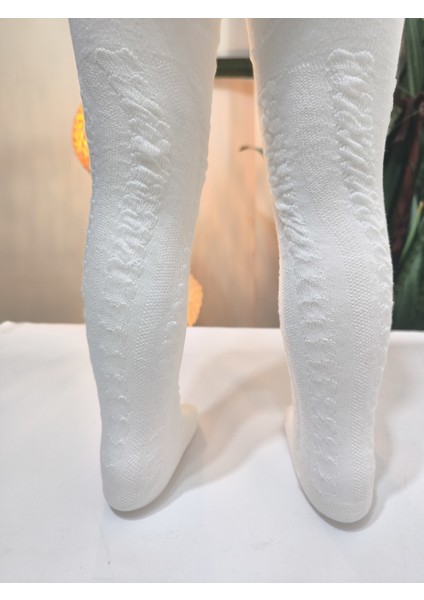 Kız Bebek Çocuk Külotlu Çorap Pamuklu Terletmez Canlı Renkler Kendinden Dokulu Ekru Tekli indirimleri