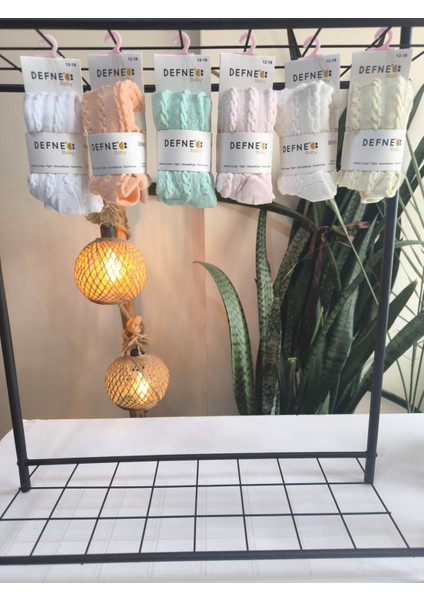 Kız Bebek Çocuk Külotlu Çorap Pamuklu Terletmez Canlı Renkler Kendinden Dokulu Ekru Tekli