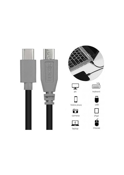 Type-C To Mikro USB Kablosu, USB Tip C - Mikro USB Otg Kablosu Erkek - Erkek Şarj Veri Iletimi, 1 Metre Kablo (ZR797-1M Kablo) fiyatları