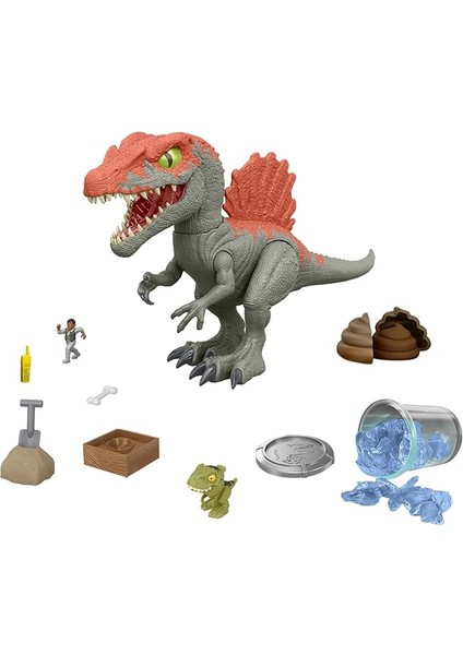 Jurassic World Cage Crasher Spinosaurus Dinozor Aksiyon Figürü ve Kutudan Çıkarma Oyuncağı, Kum ve Jel ve Hamur, Breakout & Discovery & Rescue Play