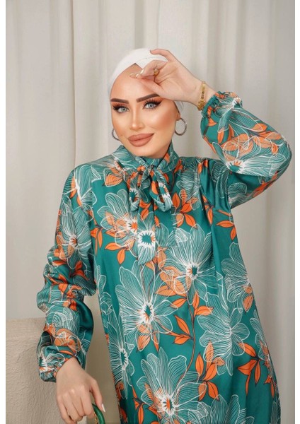 Kadın Ipek Saten Desenli Elbise fiyatları