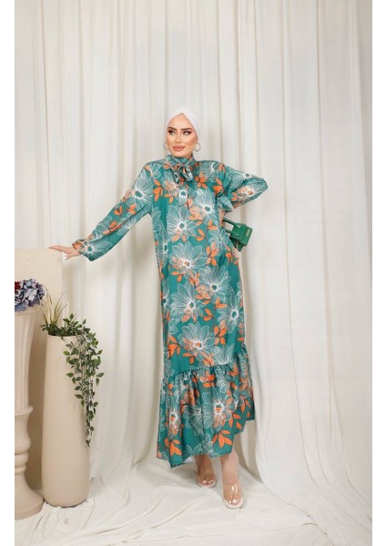 Kadın Ipek Saten Desenli Elbise modelleri