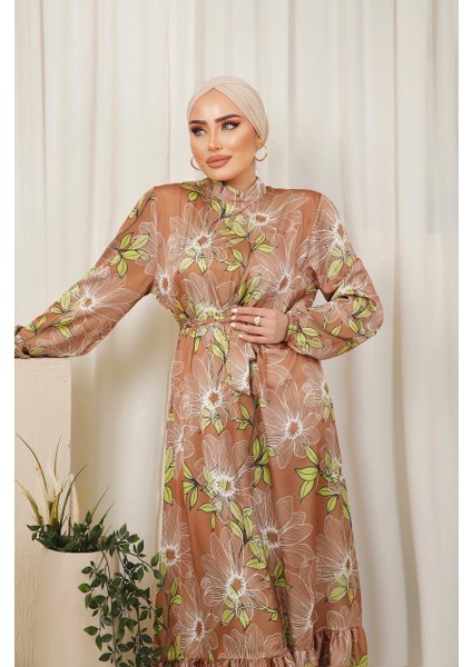 Kadın Ipek Saten Desenli Elbise fiyatları