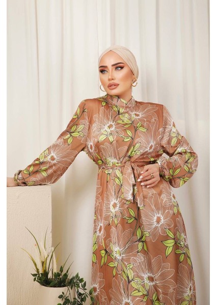 Kadın Ipek Saten Desenli Elbise modelleri