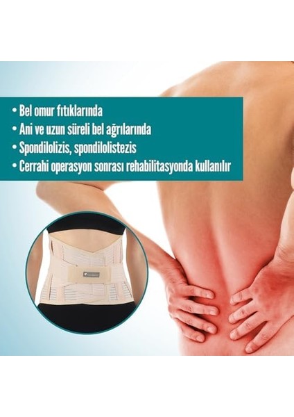 Flexy Medical Ayarlanabilir Lumbostad Bel Kemerli Korsesi, Ameliyat Sonrası, Bel Ağrısı Giderici 26 cm Çelik Balenli Bel Fıtığı Korsesi, Skolyoz, Lomber Disk, Herni, Fıtık, Kireçlenme, Karın Destek
