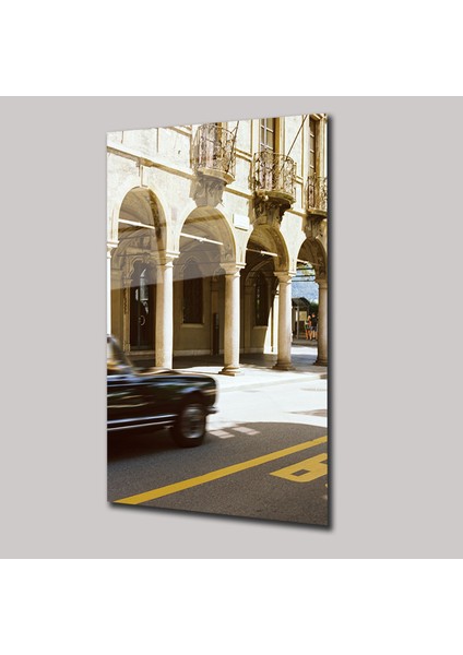 Klasik Araba ve Tarihi Bina - Cam Tablo - DEG0283