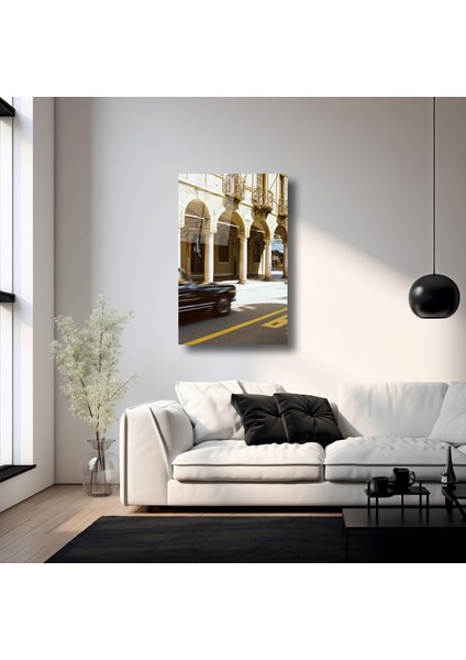 Klasik Araba ve Tarihi Bina - Cam Tablo - DEG0283 fırsatları