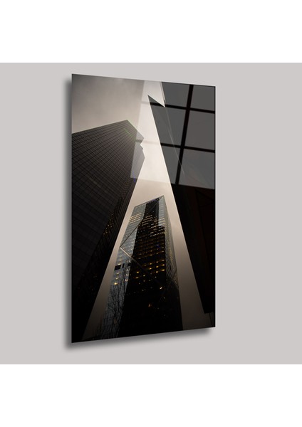 Sisteki Gökdelenler Manzarası - Cam Tablo - DEG0242 fiyatları