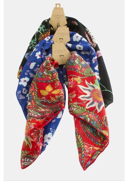 Desenli Şifon Fular 50 cm