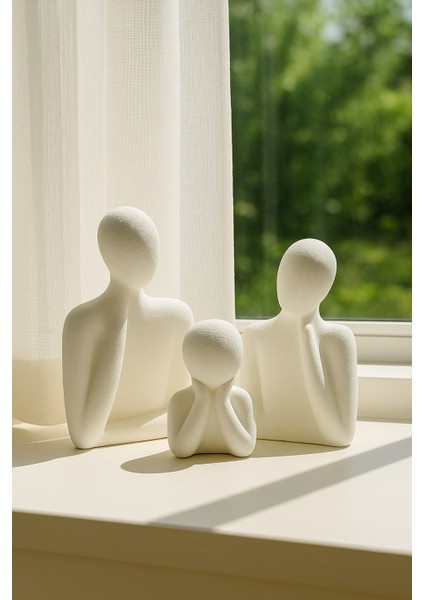 Soyut Aile Heykeli Seti – El Yapımı Modern Biblo | 2, 3, 4 Çocuklu Aile Figürleri | Minimalist Dekoratif Aksesuar fiyatları