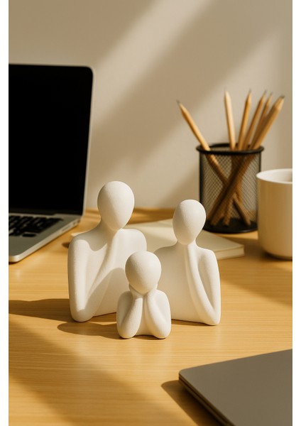 Soyut Aile Heykeli Seti – El Yapımı Modern Biblo | 2, 3, 4 Çocuklu Aile Figürleri | Minimalist Dekoratif Aksesuar fırsatları