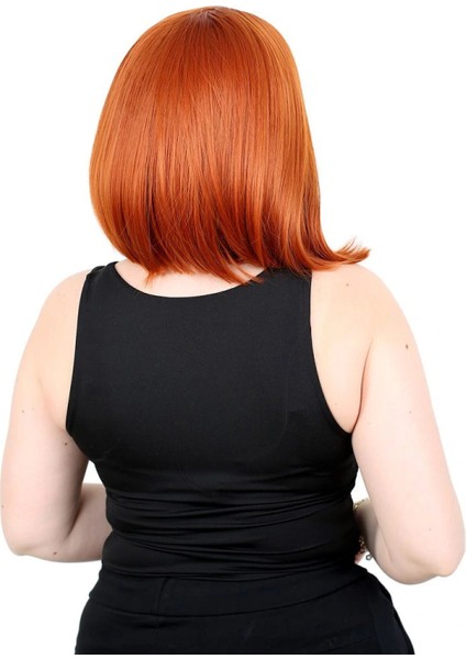 Kahkülsüz Düz Kısa Fiber Sentetik Peruk - Bakır fırsatları