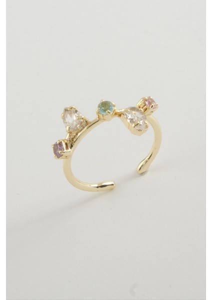 Oval Renkli Taşlı Yüzük