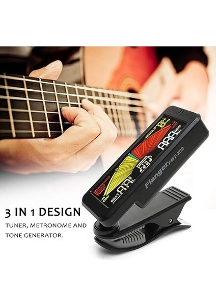 FMT-209 Gitar Akort Cihazı Klipsli 3'ü 1 Arada Metronom Akort Cihazı Ton Jeneratörü Kromatik Gitar Bas Ukulele Keman Müzik Aleti Aksesuarı fiyatları