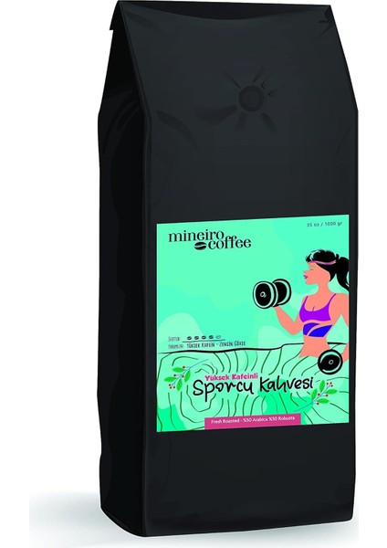 Mineiro Coffee Sporcu Kahvesi Yuksek Kafeinli Cekirdek Kahve 1000 gr fiyatları