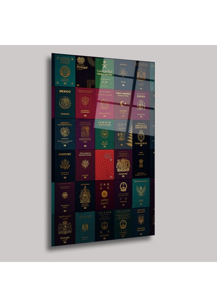 Ülke Pasaportları -Cam Tablo - DEG0262 fiyatları