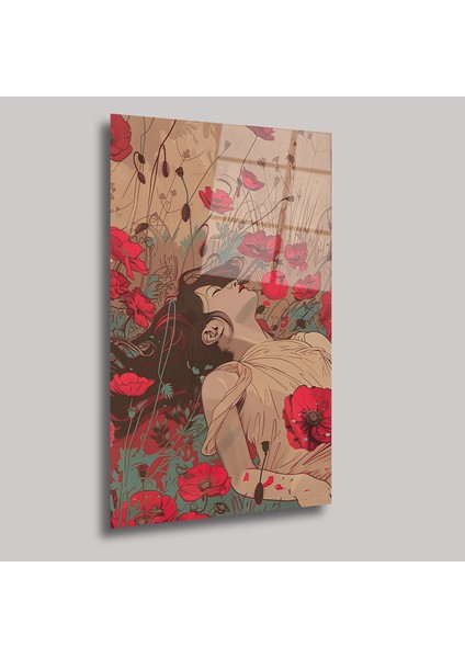 Güller ve Kadın Illustratıon Art - Cam Tablo - DEG0248 fiyatları