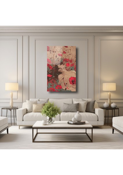 Güller ve Kadın Illustratıon Art - Cam Tablo - DEG0248 modelleri