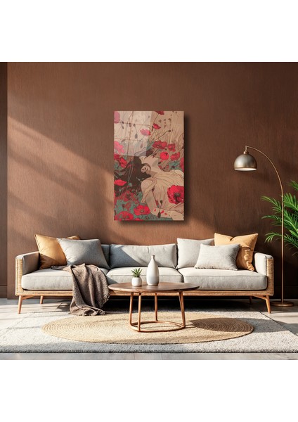 Güller ve Kadın Illustratıon Art - Cam Tablo - DEG0248 indirimleri