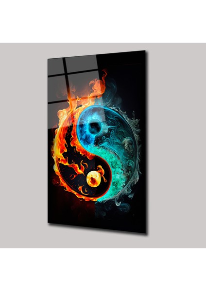 Ateş ve Su Yin Yang - Cam Tablo - DEG0237