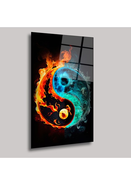 Ateş ve Su Yin Yang - Cam Tablo - DEG0237 fiyatları