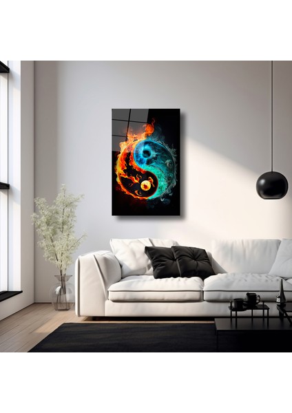 Ateş ve Su Yin Yang - Cam Tablo - DEG0237 fırsatları