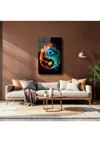 Ateş ve Su Yin Yang - Cam Tablo - DEG0237 indirimleri