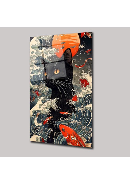 Koi ve Gece Kedisi - Cam Tablo - DEG0206