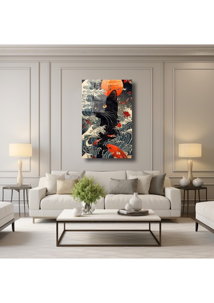 Koi ve Gece Kedisi - Cam Tablo - DEG0206 modelleri