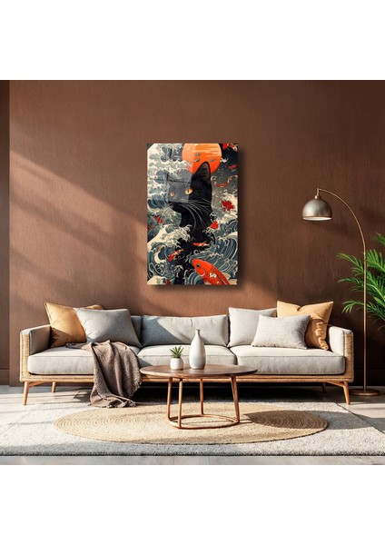 Koi ve Gece Kedisi - Cam Tablo - DEG0206 indirimleri