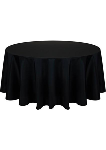 Duck Keten Yuvarlak Masa Örtüsü – Dayanıklı ve Dökümlü Kumaş Siyah