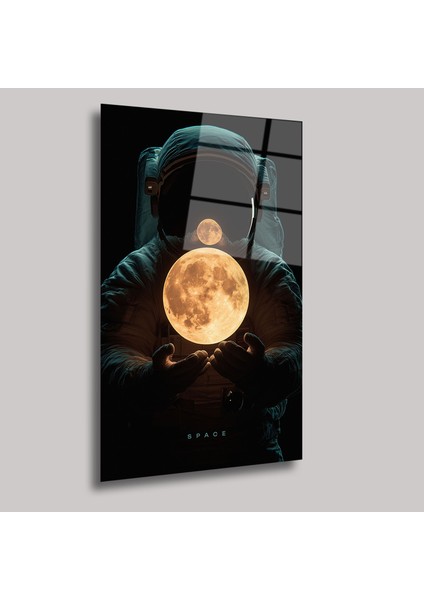 Astronutun Elindeki Ay - Cam Tablo - DEG0154 fiyatları
