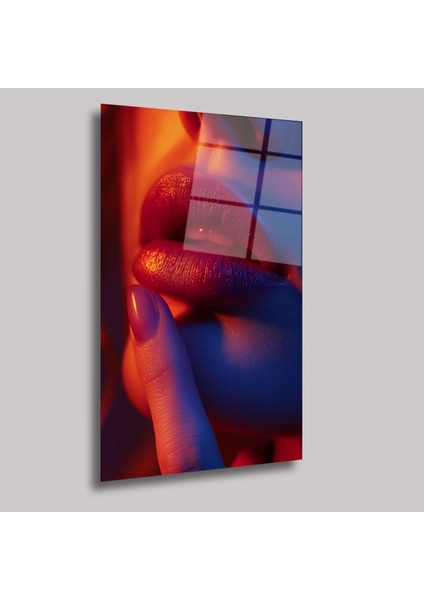 Kırmızı Rujlu Dudak - Cam Tablo - DEG0173 fiyatları