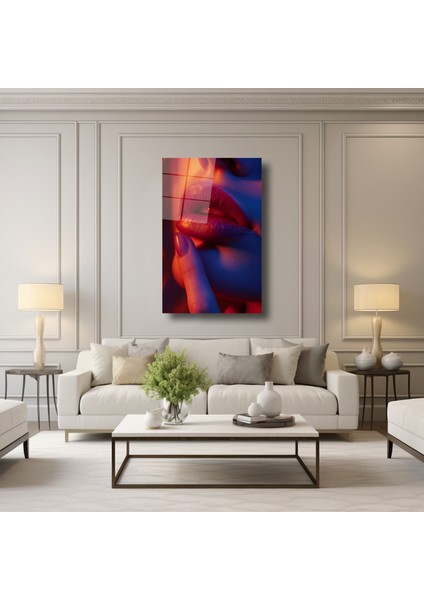 Kırmızı Rujlu Dudak - Cam Tablo - DEG0173 modelleri