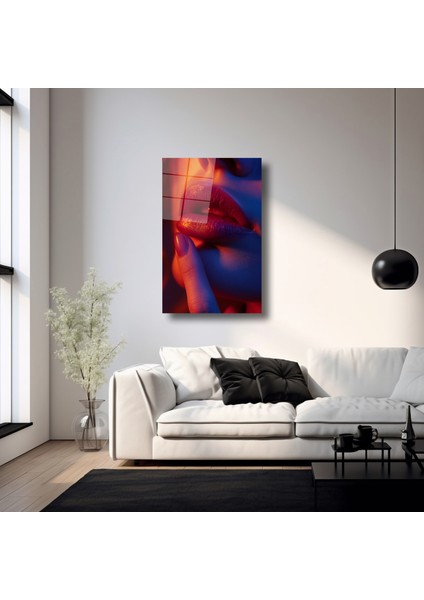 Kırmızı Rujlu Dudak - Cam Tablo - DEG0173 fırsatları